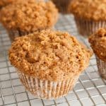 View on a vegan carrot cake muffins made with sourdough discard.